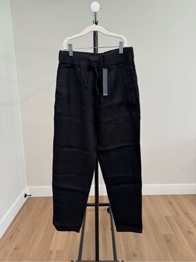 NWT Krisa 100% Linen Drawstring Pants, Black